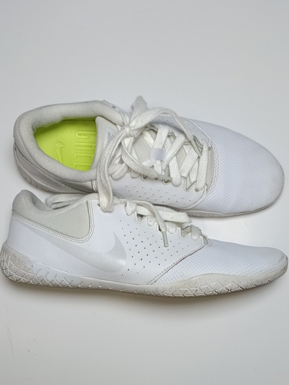 Nike Cheer Women’s White Training Sneakers with Lime Insole Accent